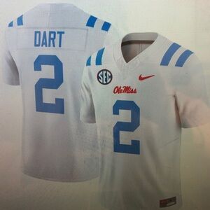 🥰Jaxson Dart White Stitched Jersey Blue😉